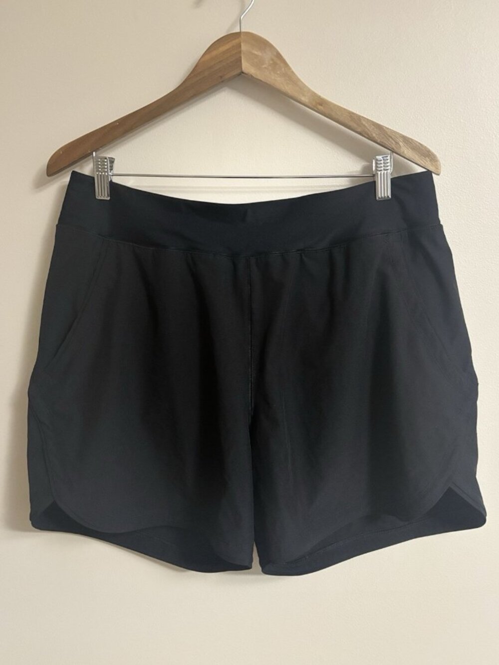 Lands' End Women's 14 Board Swim Skort Skirt Built In Bikini Pockets Black